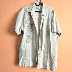 Roaman's 90s Women's Embroidered Linen-Blend Shirt - Size XL